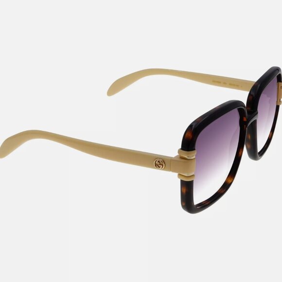 Gucci Butterfly Sunglasses Havana/Cream Gold Gradient Lens Women's - Picture 5 of 8